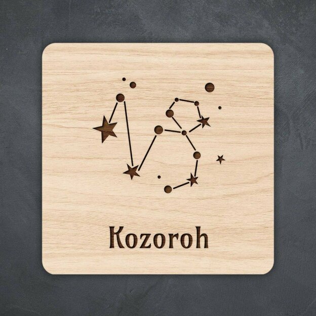 Dřevěná podložka pod skleničky - Znamení kozoroh