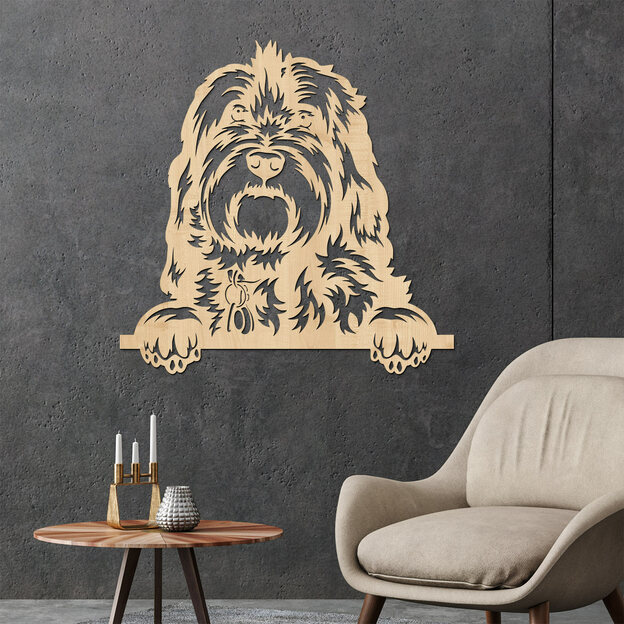 3D Wooden Wall Art - Long-haired Dog