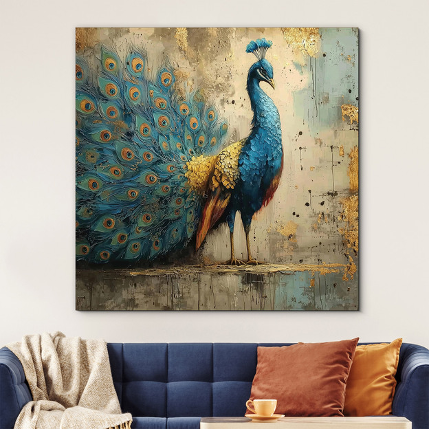 Peacock picture on the wall - Luxurious colorful decoration