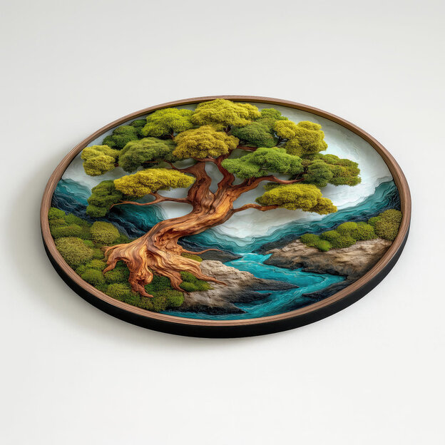 Copacul vieții din lemn pentru perete - Bonsai