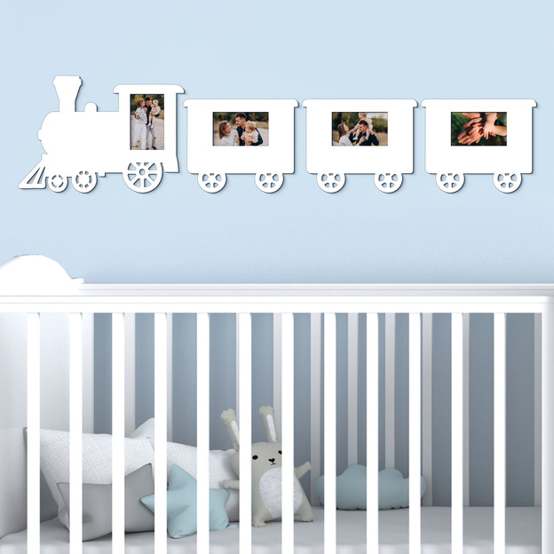 Wooden wall photo frame - Train