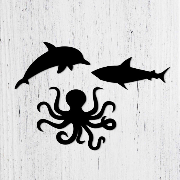 Sea Life Wall Art - Dolphin, Shark, Octopus