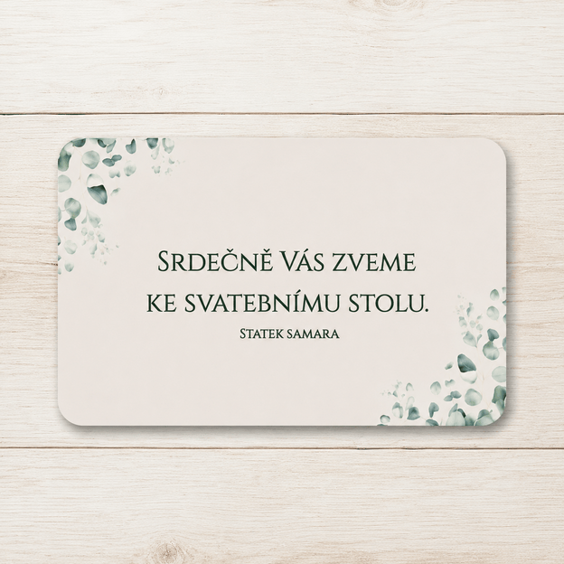 Dřevěná pozvánka ke svatebnímu stolu - Větvička