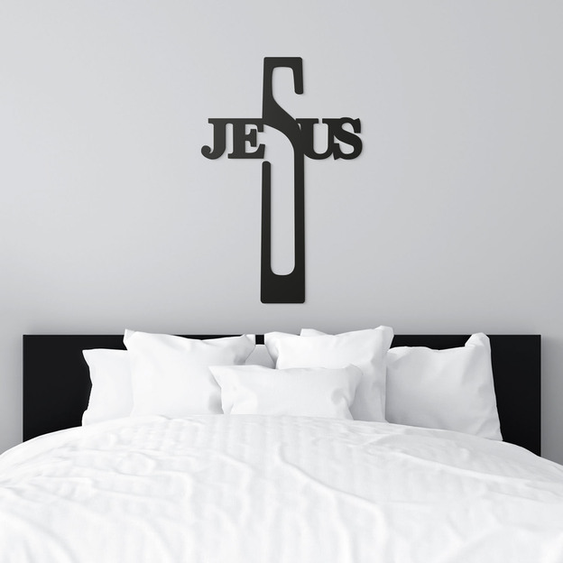 Cruce de lemn pentru perete - Jesus