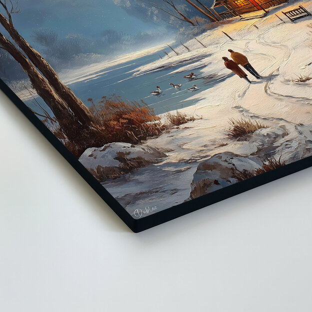 Winter scene - Cabin by the lake