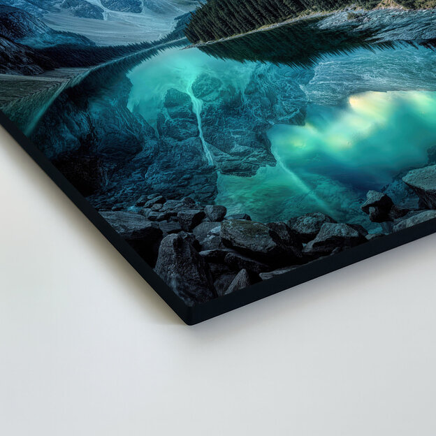 Drevený obraz hôr - Polárna žiara