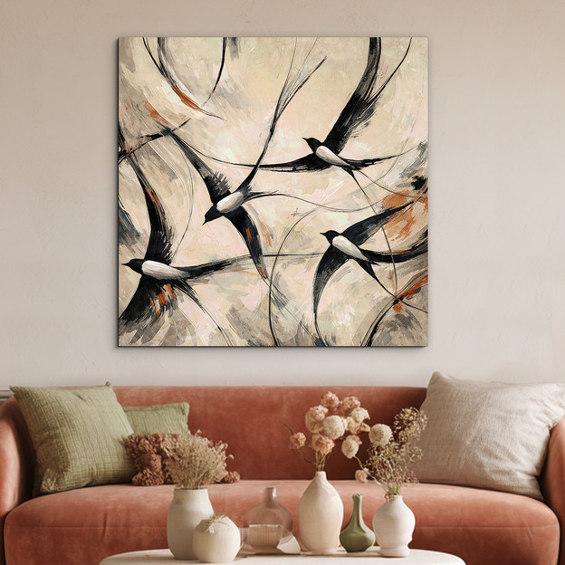 Abstract wall painting - Dance of the Swallows