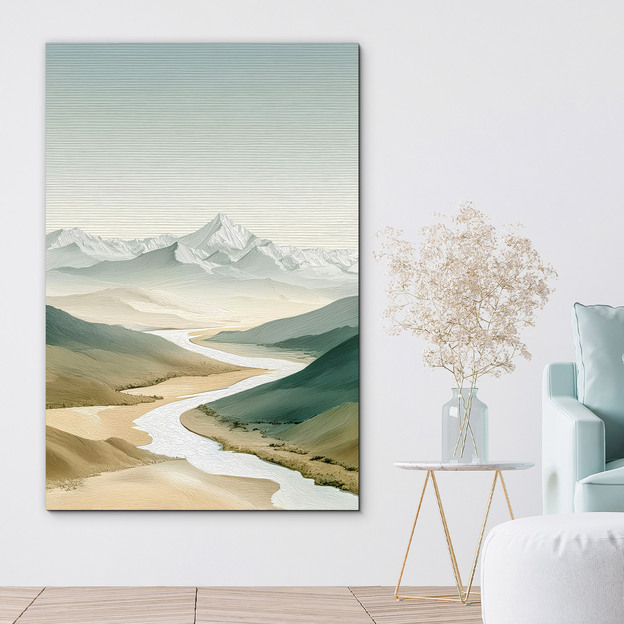 Modern image of mountains and river - Peace of the countryside