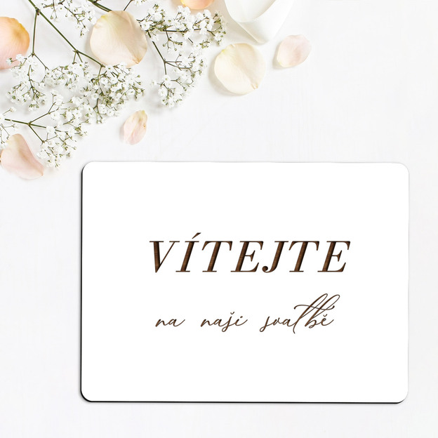 Gravírovaná svatební uvítací tabule ze dřeva - Elegance