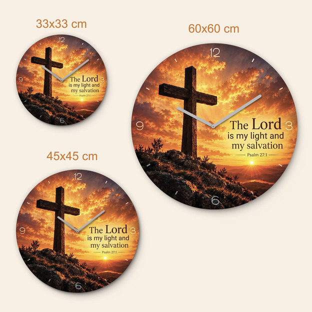 Christian clock with cross - The Lord is my light