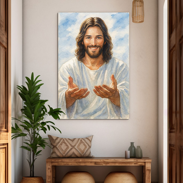 Colorful wooden picture - Jesus is calling you