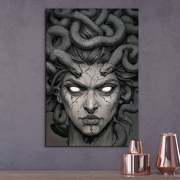 Imagine mitologic din lemn - Medusa