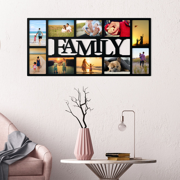 Dřevěný rámeček na 10 fotografií - Family
