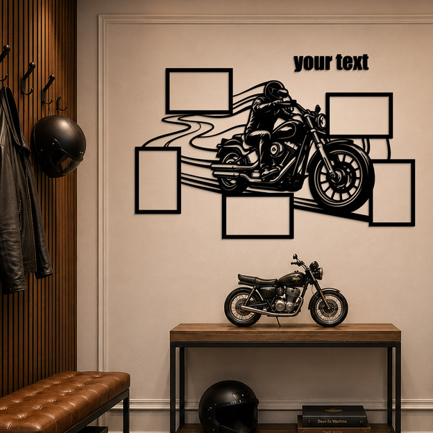 Drevený fotorámik pre motorkára s vlastným textom