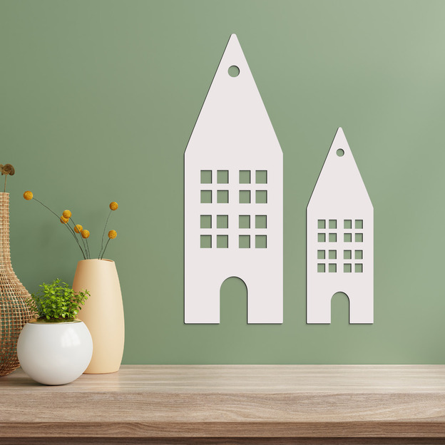 Decorațiune minimalistă de perete - Căsuțe