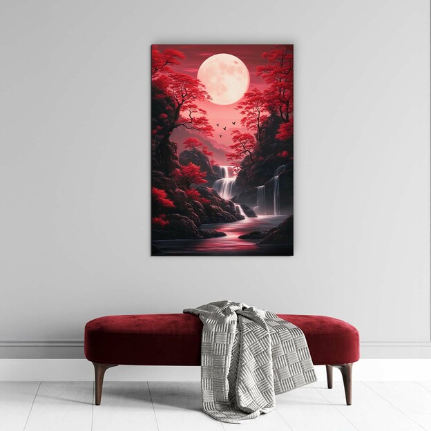 Japanese Wall Art - Red Moon