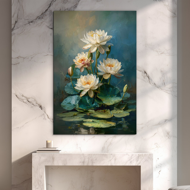 Tablou de lemn - Nufărul înflorit