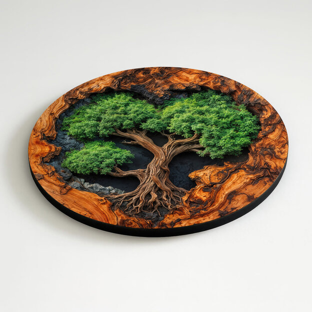 Dřevěný strom srdce na zeď - Duše lesa