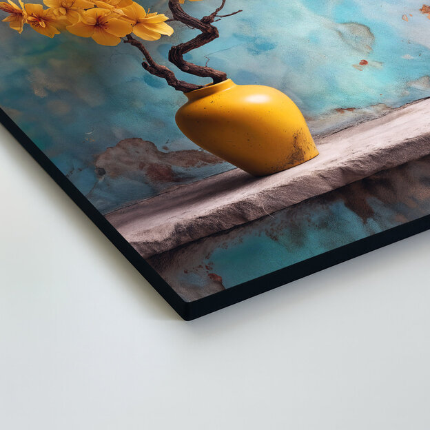 Dizájnos falikép – Sárga virágok vázában