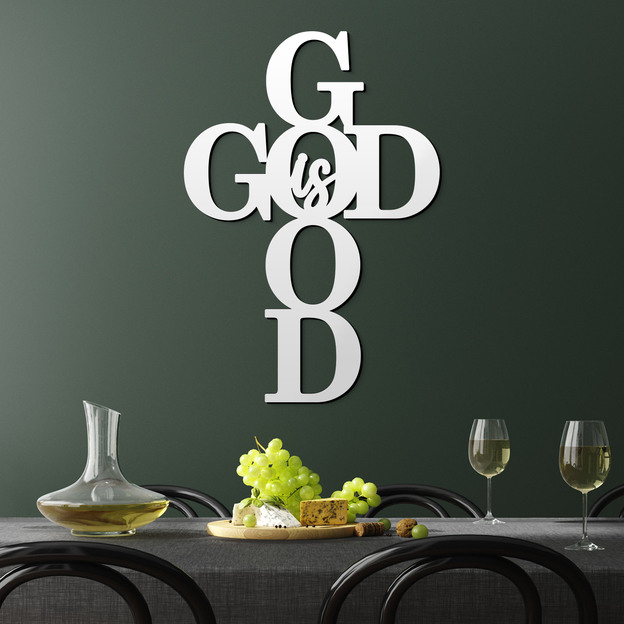 Cruce modernă din lemn pentru perete - God is good