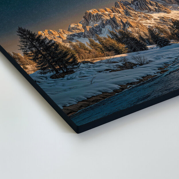 3-piece painting - Mountains behind the trees