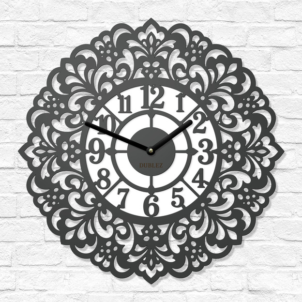 Wooden clock with mandala - Flower of Time