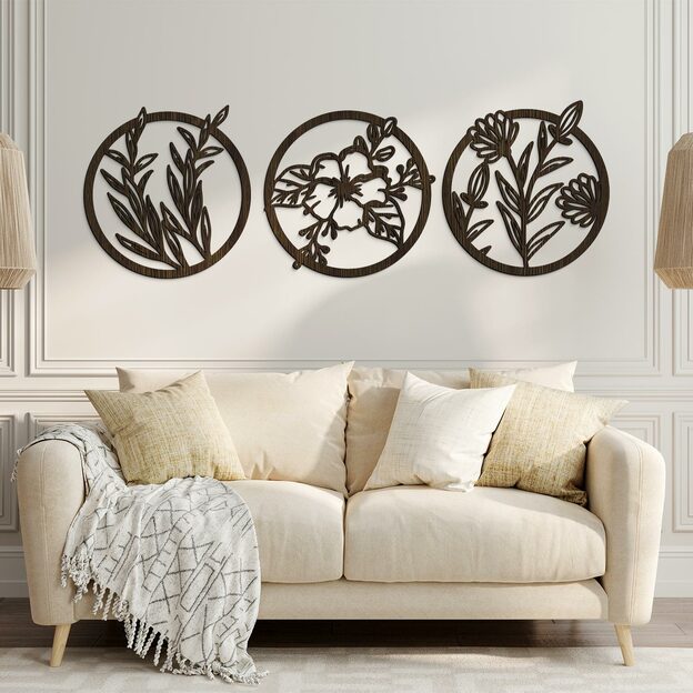 Multi-part Round Wall Art - Flowers