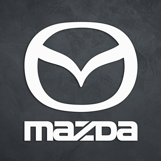 Logo Mazda sculptat pe perete