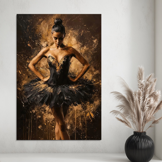 Wooden picture of a ballerina - Black Swan