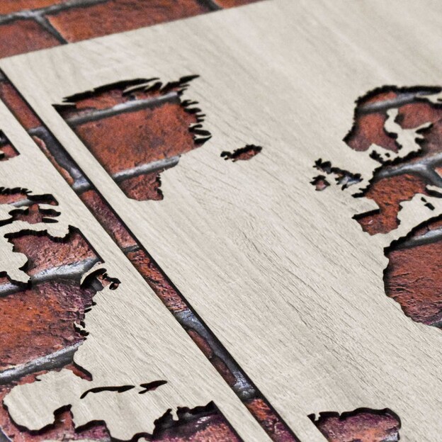 Wooden Sticker on the Wall - World Map