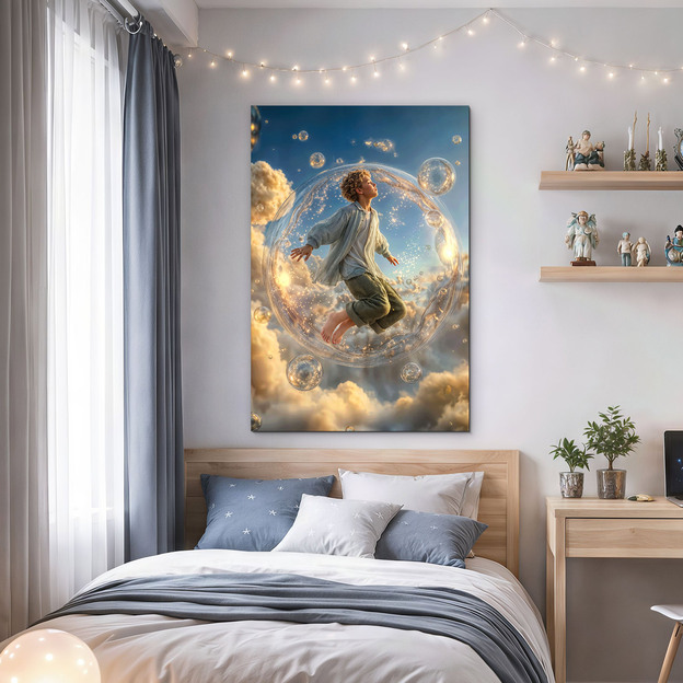 Magický obraz pro děti - Chlapec v bublině