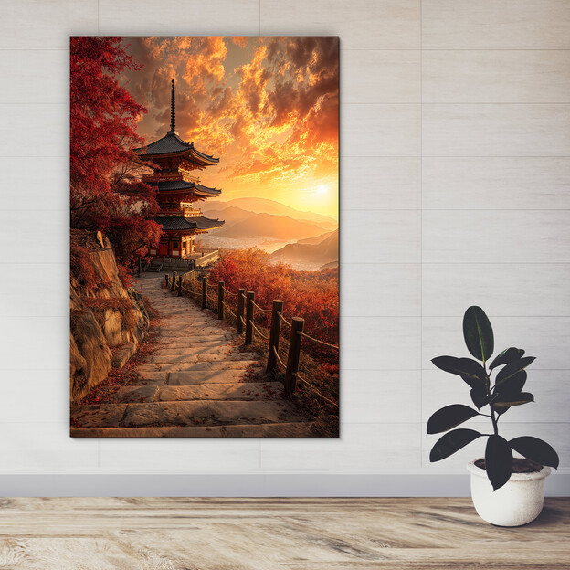 Wall art - Pagoda at sunset