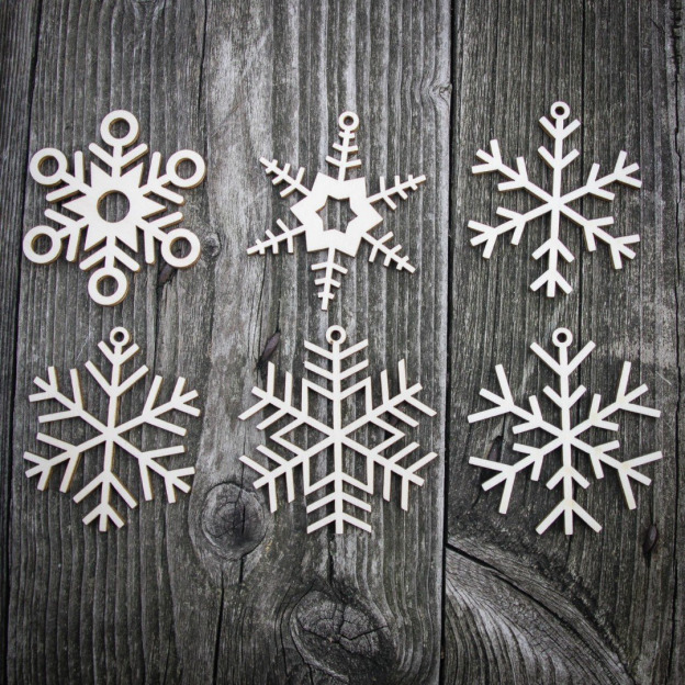Snehové vločky na stromček - Set 6 druhov po 4 ks (24ks)