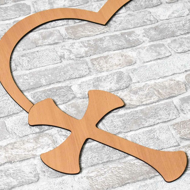 Wooden Sticker - Heart, Anchor, Cross