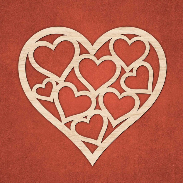 Fából készült poháralátét - Szív