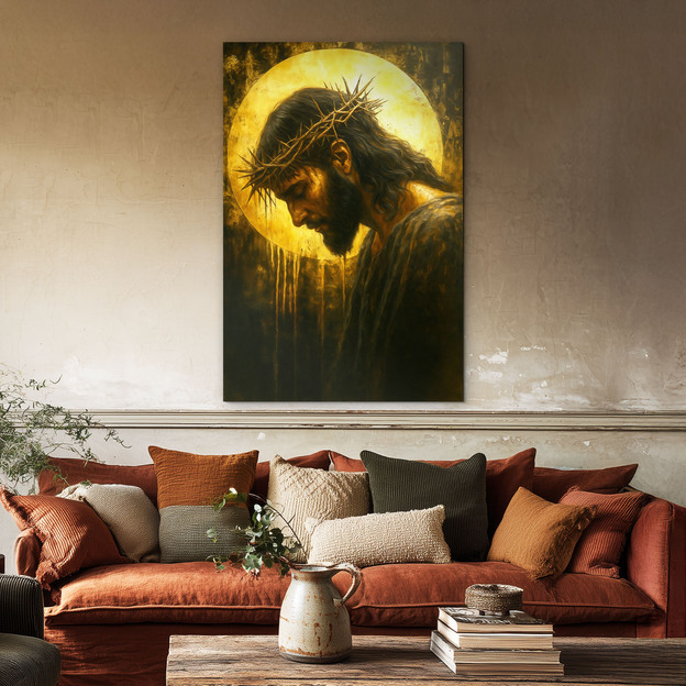 Fából készült kép - Jézus töviskoronával