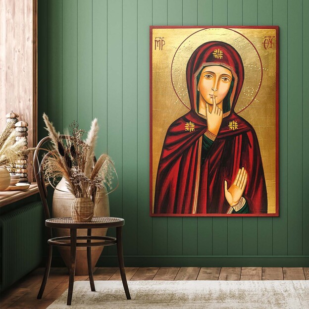 Drevený obraz - Panna Mária Matka Ticha