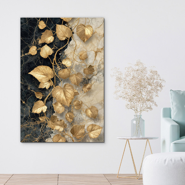 Stylish painting - Golden vine leaves