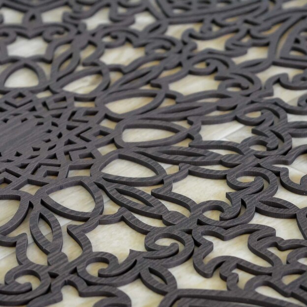 Vyřezávaná dřevěná mandala na zeď - Čtverec