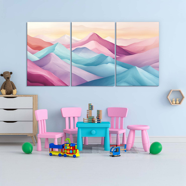 Large Multi-Panel Wall Art - Colorful Mountain Range