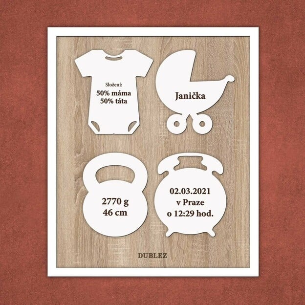 Tabulka se jménem a porodními údaji