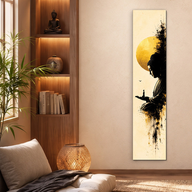 Dřevěný panel na úzkou stěnu - Budha