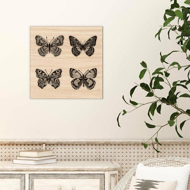 Retro Wood Wall Art - Butterflies