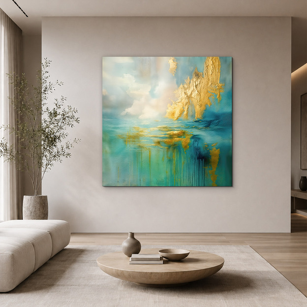 Modern abstract painting - Golden horizon