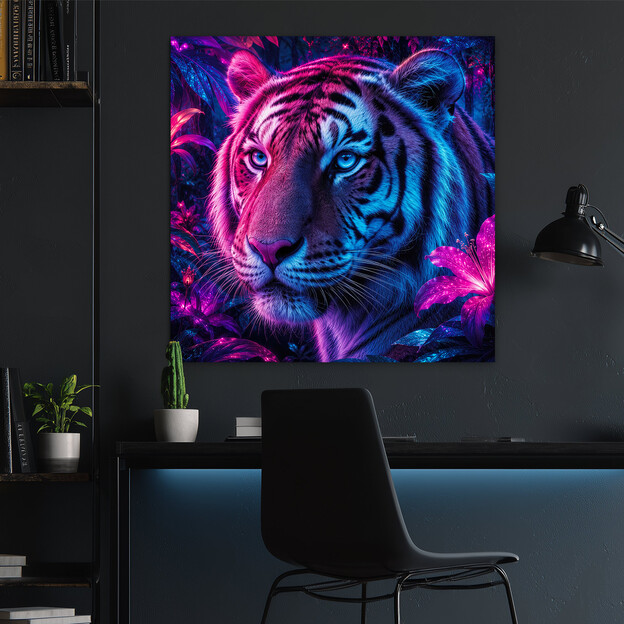 Modern falikép - Neon tigris
