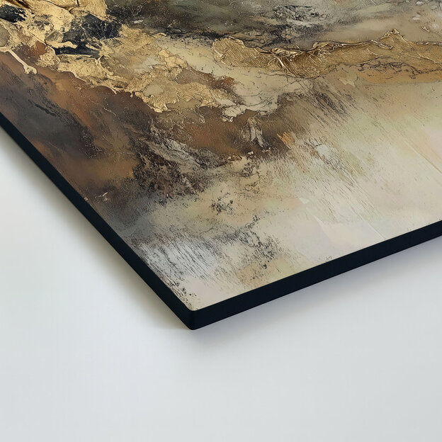 Abstraktný obraz na dreve - Zlatá elegancia