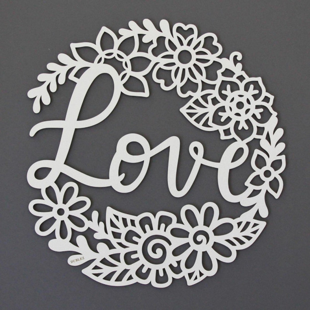 Coroniță decorativă din lemn pentru ușă - Love