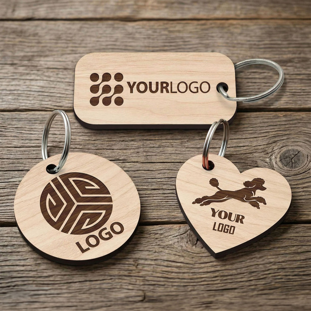 Dřevěné klíčenky pro firmy s vlastním logem