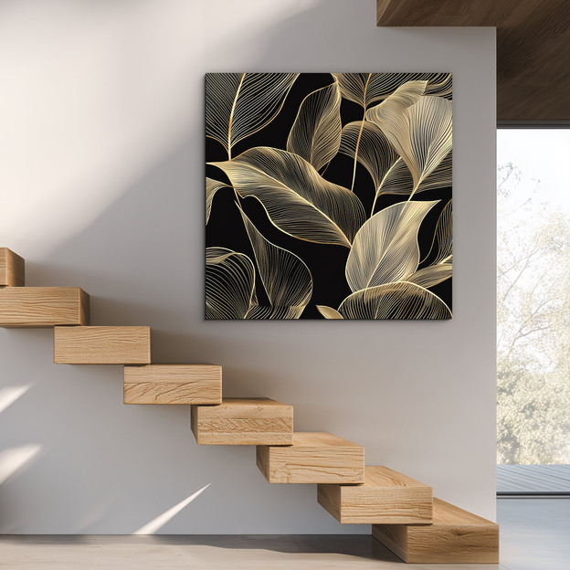 Luxury painting - Golden lines of leaves