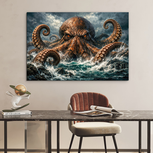 Drevený obraz - Kraken 